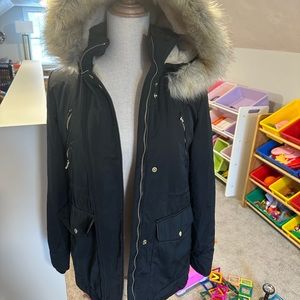 Zara Winter Parka Coat Small Black